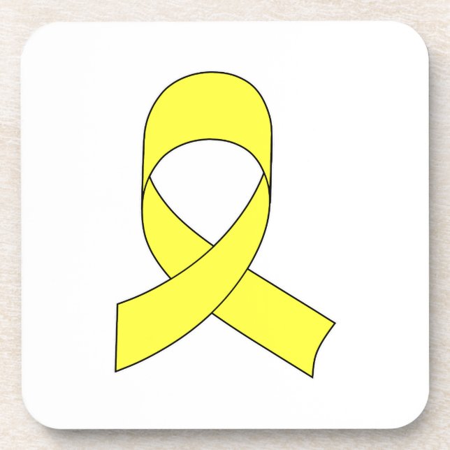 Yellow Ribbon Drawing Coaster (Front)