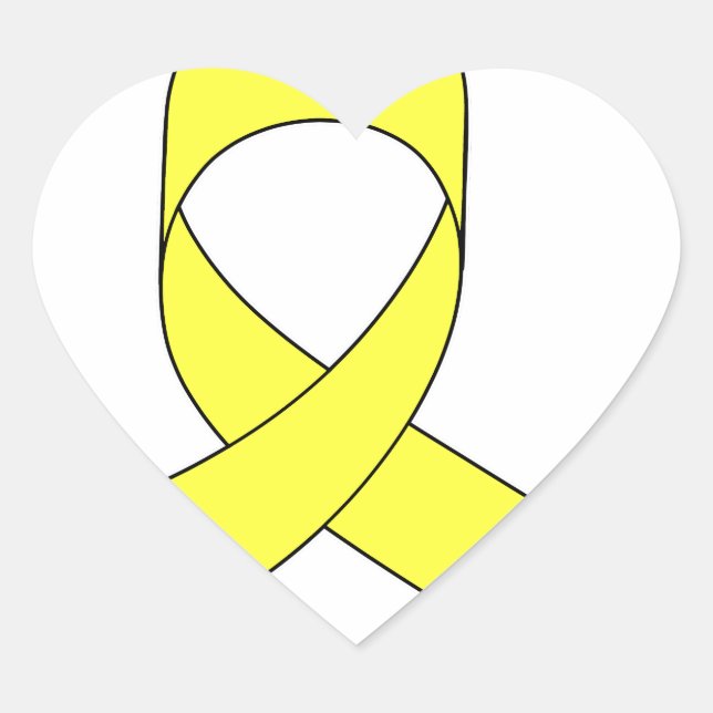 Yellow Ribbon Drawing Heart Sticker (Front)