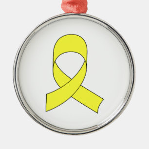 Yellow Ribbon Drawing Metal Tree Decoration