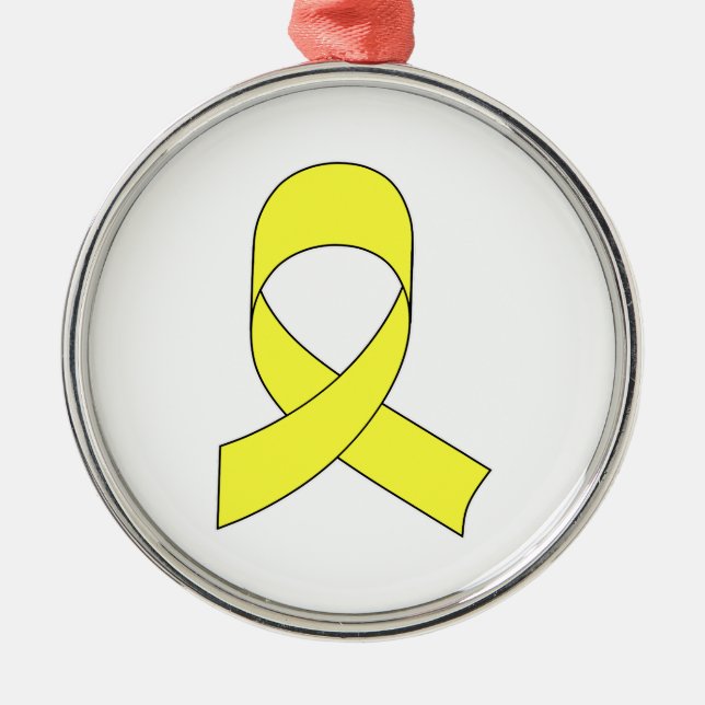 Yellow Ribbon Drawing Metal Tree Decoration (Front)