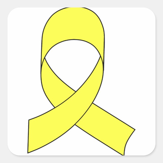 Yellow Ribbon Drawing Square Sticker (Front)