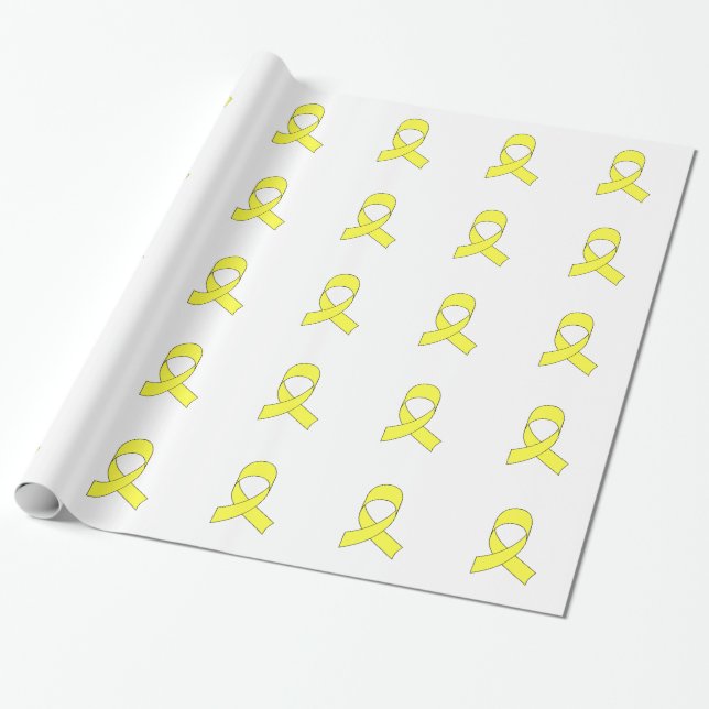 Yellow Ribbon Drawing Wrapping Paper (Unrolled)