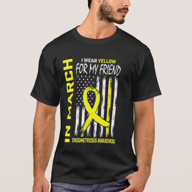 Yellow Ribbon Endometriosis Awareness Friend Ameri T-Shirt (Front)