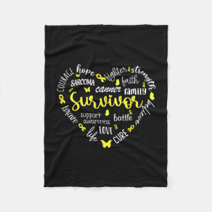 Yellow Ribbon Heart Sarcoma Cancer Awareness Warri Fleece Blanket