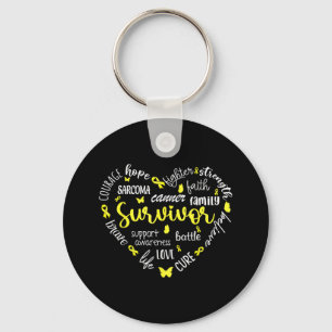 Yellow Ribbon Heart Sarcoma Cancer Awareness Warri Key Ring