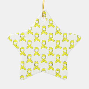 Yellow Ribbon Pattern Ceramic Tree Decoration