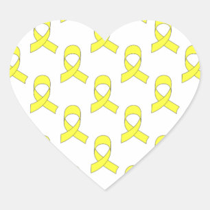 Yellow Ribbon Pattern Heart Sticker