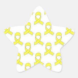 Yellow Ribbon Pattern Star Sticker