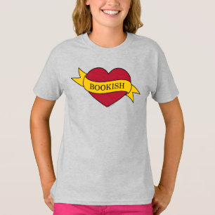 Yellow Ribbon Pink Bookish Heart T-Shirt