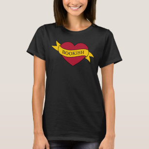 Yellow Ribbon Pink Bookish Heart T-Shirt