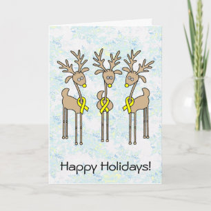Yellow Ribbon Reindeer Holiday Card