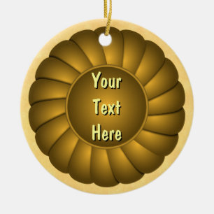 Yellow Ribbon Rosette to Personalise Ceramic Tree Decoration