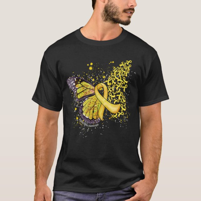 Yellow Ribbon Spina Bifida Awareness Dripping Butt T-Shirt (Front)