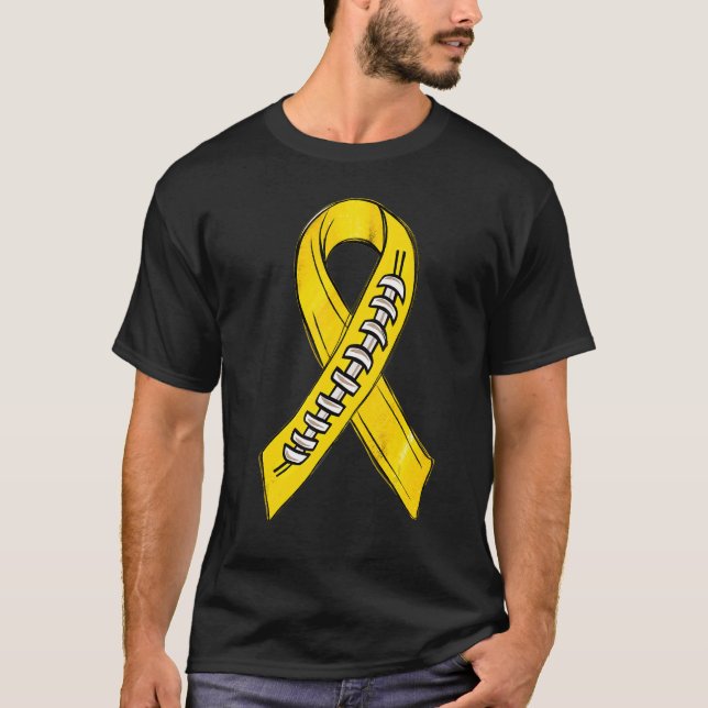 Yellow Ribbon Spina Bifida Awareness Month Footbal T-Shirt (Front)