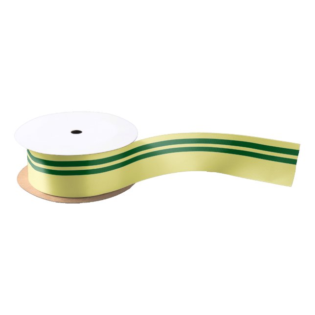 Yellow ribbon w/ double green strips satin ribbon (Spool)