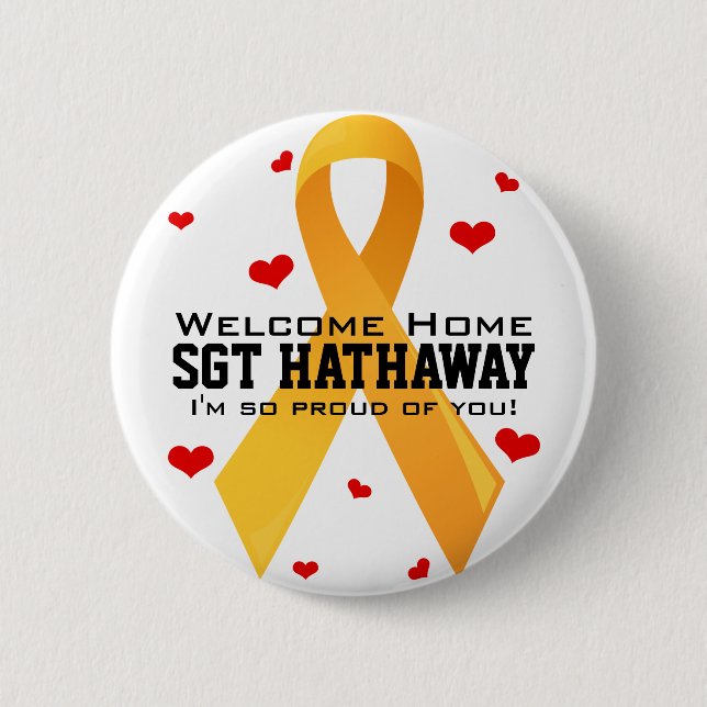 Yellow Ribbon: White 6 Cm Round Badge (Front)