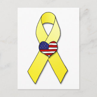 Yellow Ribbon with Flag Heart Postcard