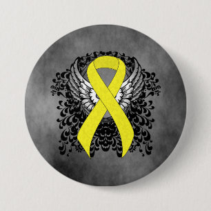 Yellow Ribbon with Wings 7.5 Cm Round Badge