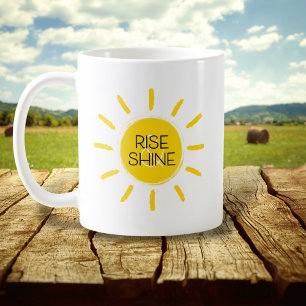 Yellow Rise & Shine Illustrated Sunshine Coffee Mug