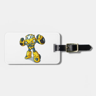 Yellow robot cartoon Choose background colour Luggage Tag