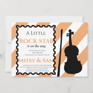 Yellow Rock Star Rock a Bye Baby Shower Invitation