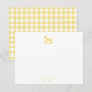 Yellow Rocking Horse Boy Girl Nursery  Thank You Card
