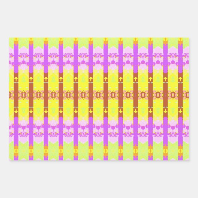 Yellow Rococo pattern Wrapping Paper Sheet (Front)