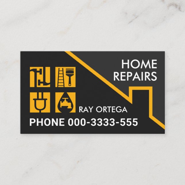 Yellow Roof Handyman's Window Pane Business Card (Front)