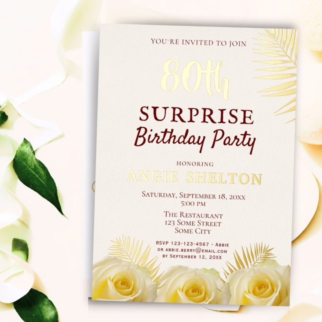 Yellow Rose 80th Surprise Birthday Party Gold (Creator Uploaded)