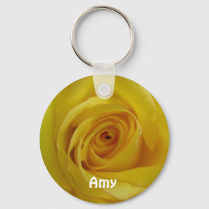 Yellow Rose Add your Name Keychain