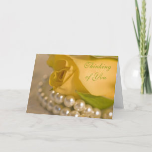 Yellow Rose and Pearls Thinking of You Card