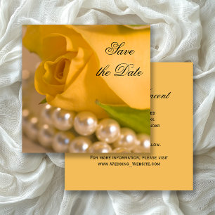 Yellow Rose and Pearls Wedding Save the Date