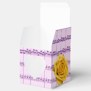 Yellow Rose and Purple Music Heart Favour Box