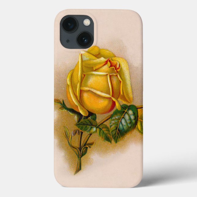 Yellow Rose Antique Vintage Print Fine Art Case-Mate iPhone Case (Back)