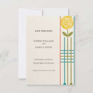 Yellow Rose Art Deco Save The Date
