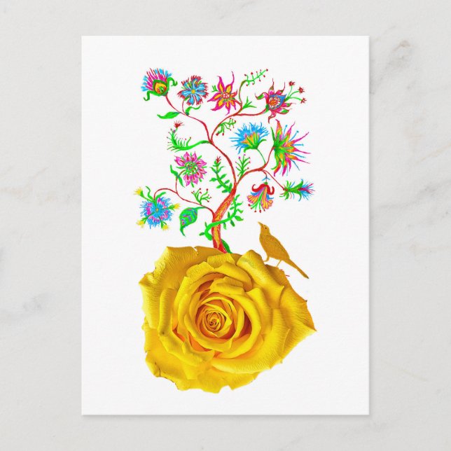 Yellow rose art postcard (Front)