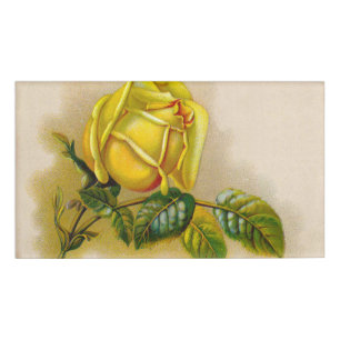 Yellow Rose Artwork Print Fine Art Name Tag