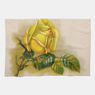 Yellow Rose Artwork Print Fine Art Tea Towel