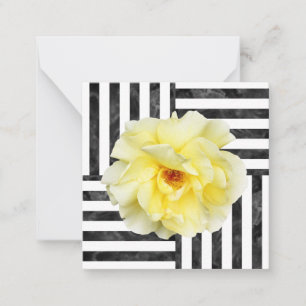 Yellow Rose Black and White Stripes Card