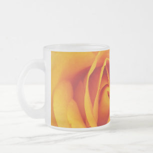 yellow rose blossom frosted glass coffee mug