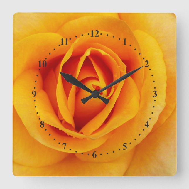 yellow rose blossom square wall clock (Front)