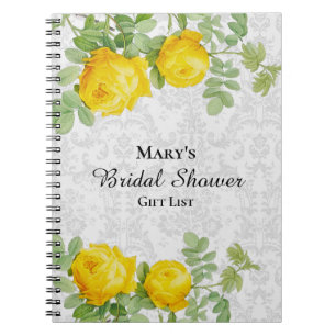 Yellow Rose Bridal Shower Gift List  Notebook