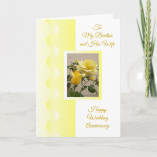 Yellow Rose Brother Wife Personalised Anniversary Card