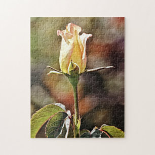 Yellow Rose Bud Flower Art Puzzle
