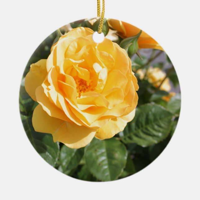 Yellow Rose Ceramic Tree Decoration (Front)