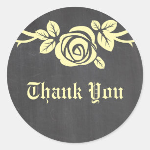 Yellow Rose Chalkboard Thank You Stickers