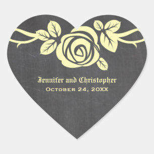 Yellow Rose Chalkboard Wedding Stickers