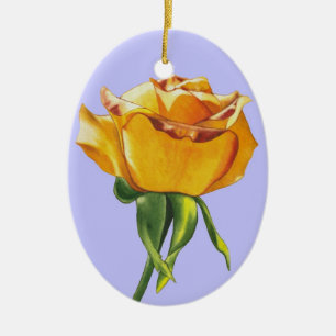 Yellow Rose Christmas Ornament