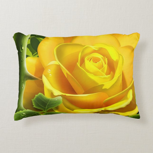 Yellow Rose Decorative Cushion (Front)