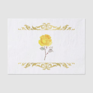 Yellow Rose & Elegant Gold Birthday Party Tissue Paper